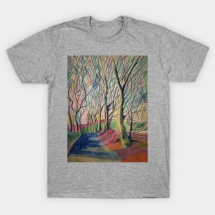 Rainbow abstract winter trees watercolour T-Shirt